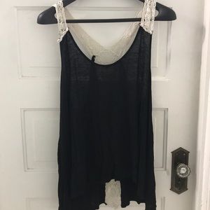 BLACK CROCHET TANK TOP
